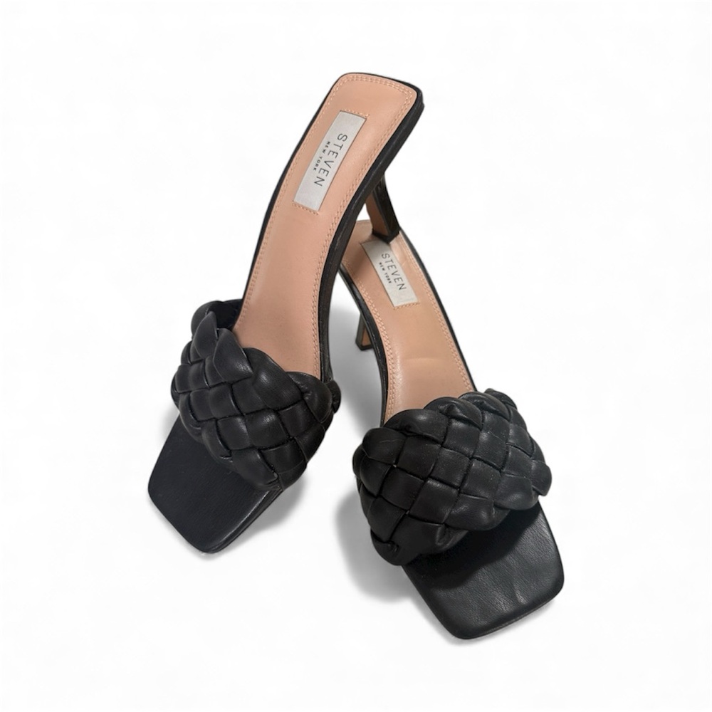 Steven Black Braided Heeled Sandals